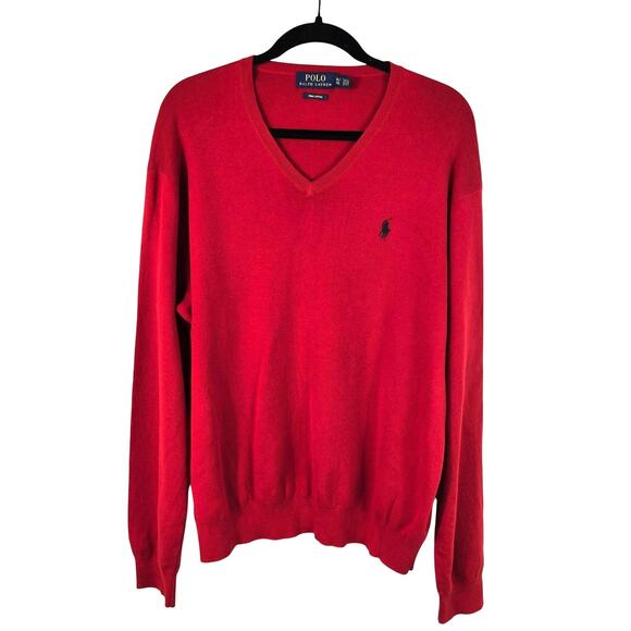Polo Ralph Sweater Men's XL Red Pima Cotton Preppy Country Club Old Money Pony - Picture 1 of 7